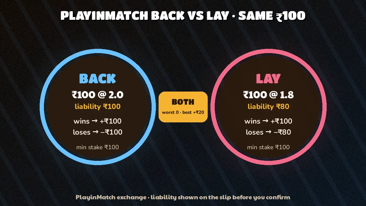 Ring diagram of a PlayinMatch back at 2.0 set against a lay at 1.8