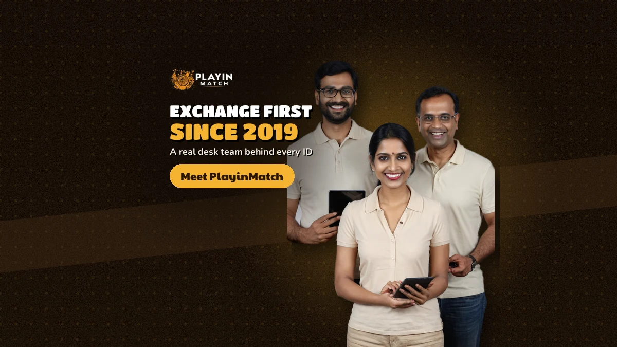 PlayinMatch desk team banner marking the exchange-first start in 2019