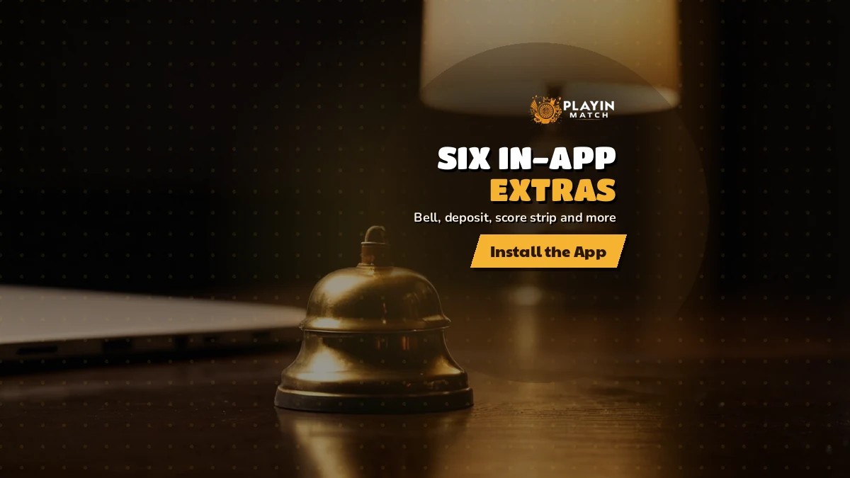 PlayinMatch app open on a phone with the lobby and alert bell showing