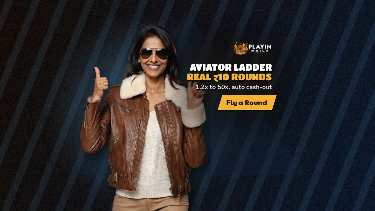 Pilot-themed PlayinMatch aviator banner with a rising multiplier curve