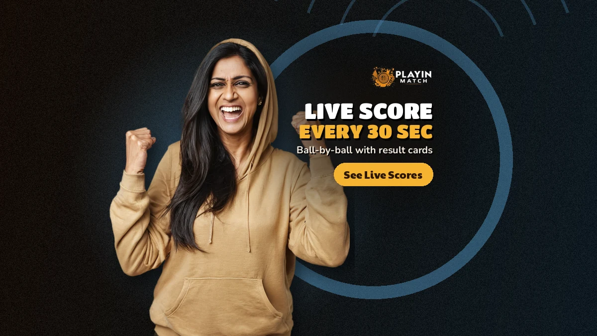 Cricket fan following the PlayinMatch live score board on a phone