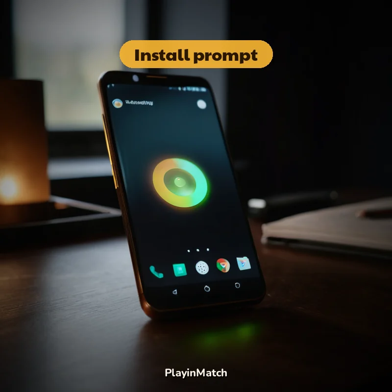 Android install prompt for the PlayinMatch file with the Install option in view