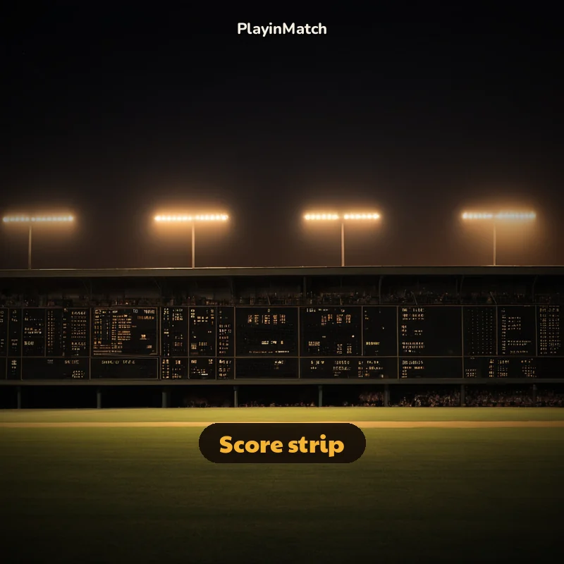 PlayinMatch app score strip running above a cricket exchange market