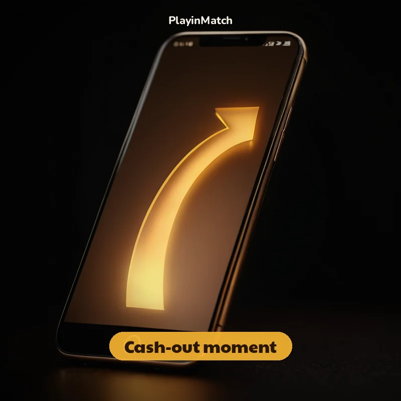 Round close-up of the PlayinMatch aviator cash-out moment on a phone