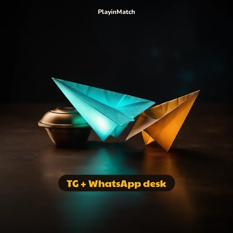 Round PlayinMatch Telegram and WhatsApp desk icons side by side