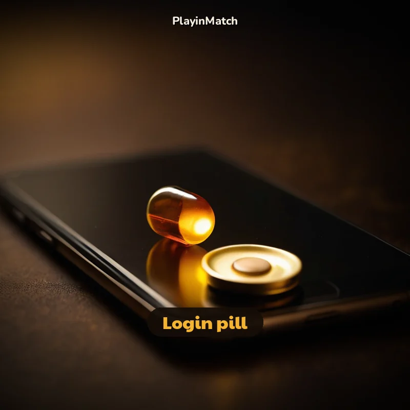 Thumb reaching for the PlayinMatch Login pill in the phone header bar
