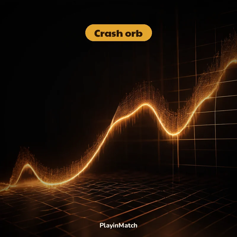 Rising multiplier curve in a small round PlayinMatch crash orb