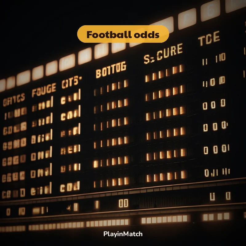 Round badge showing a PlayinMatch football match odds board