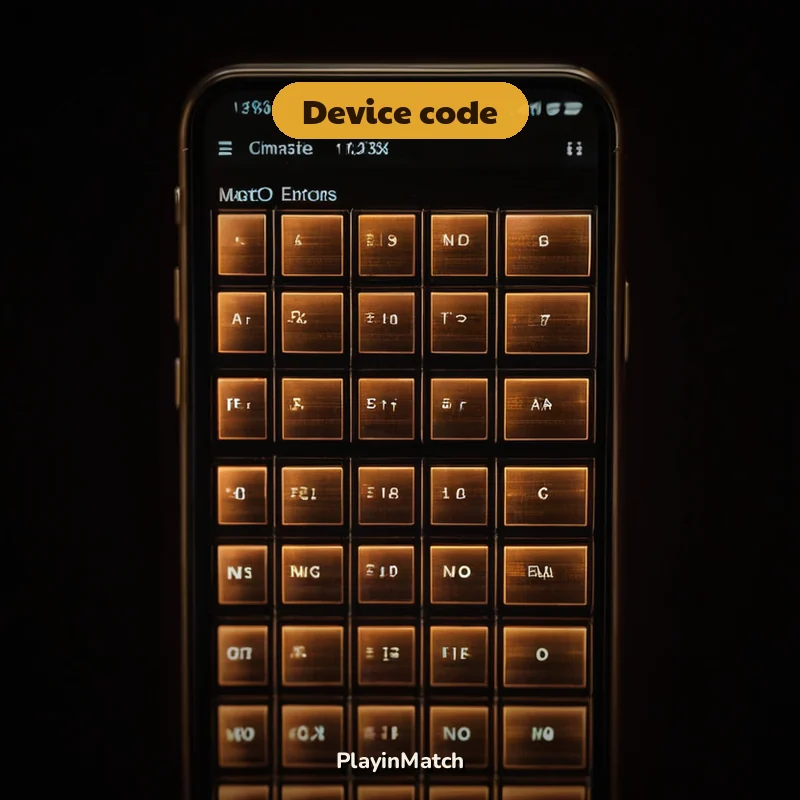 Phone screen asking for a PlayinMatch one-time device code