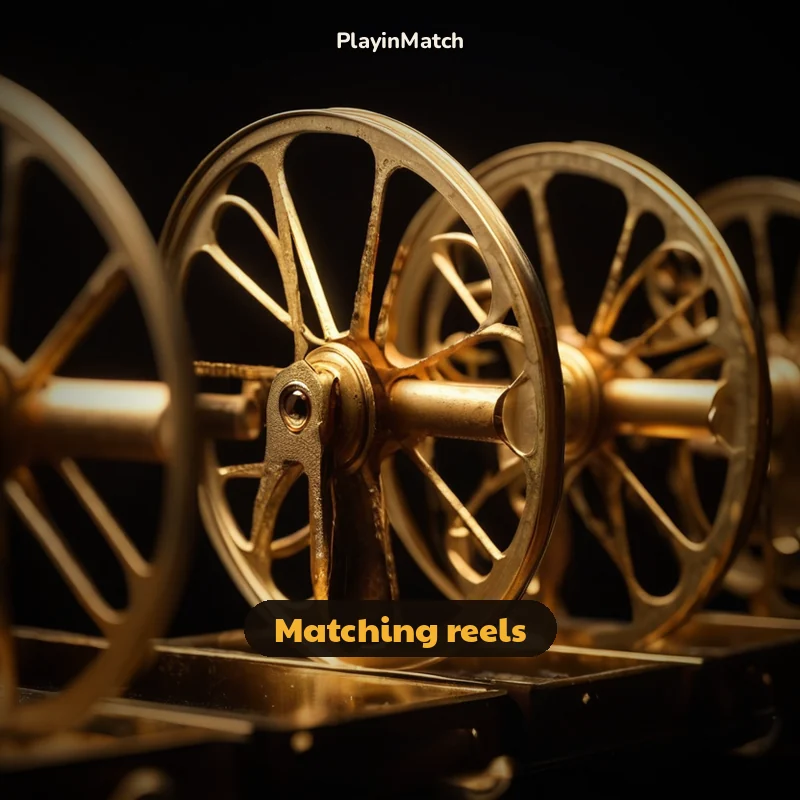 Close view of three PlayinMatch slot reels stopping on matching symbols