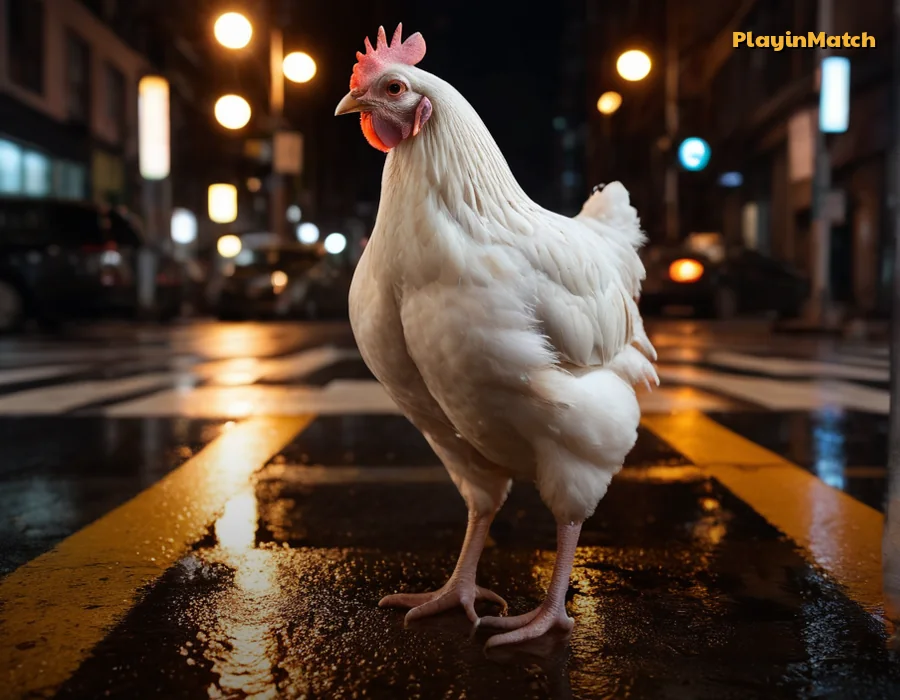 Cartoon chicken crossing traffic lanes in Chicken Road 2