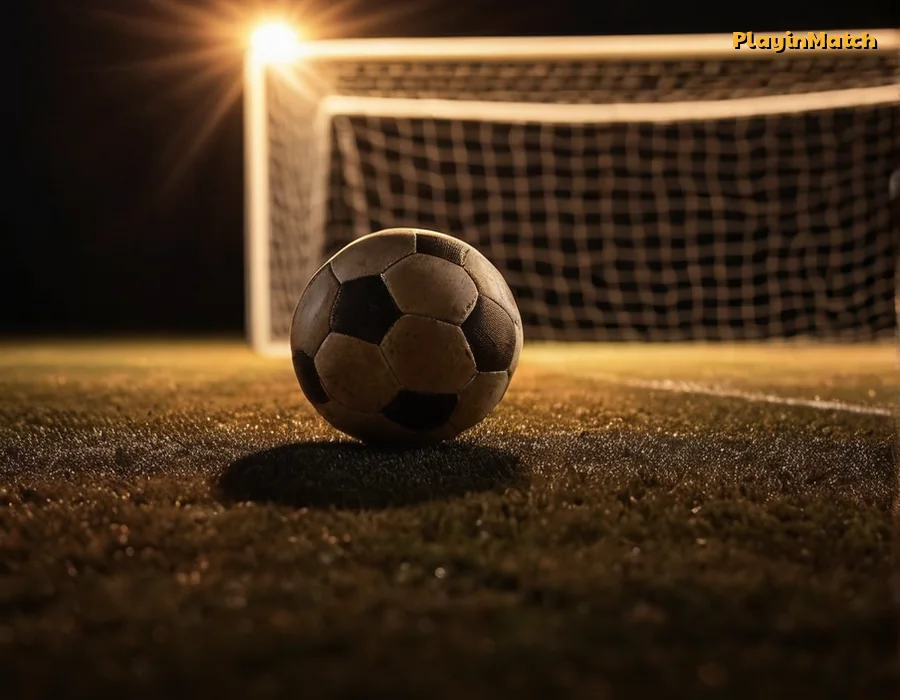 Football striker shooting on the PlayinMatch soccer tile