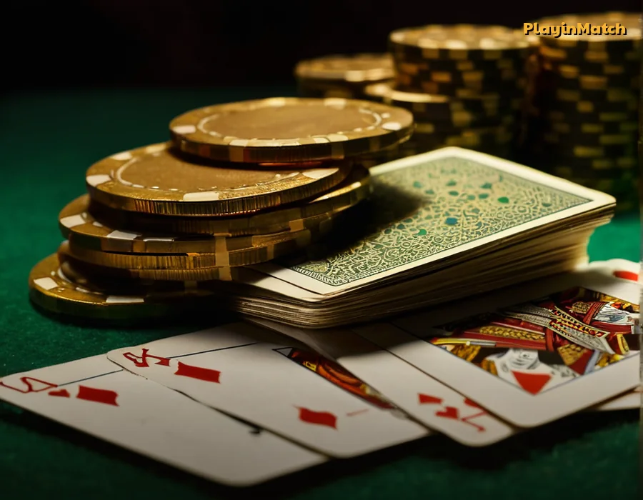 Three face-down cards on a PlayinMatch Teen Patti table